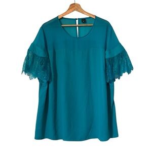 SHEIN Teal Top with Lace Detail